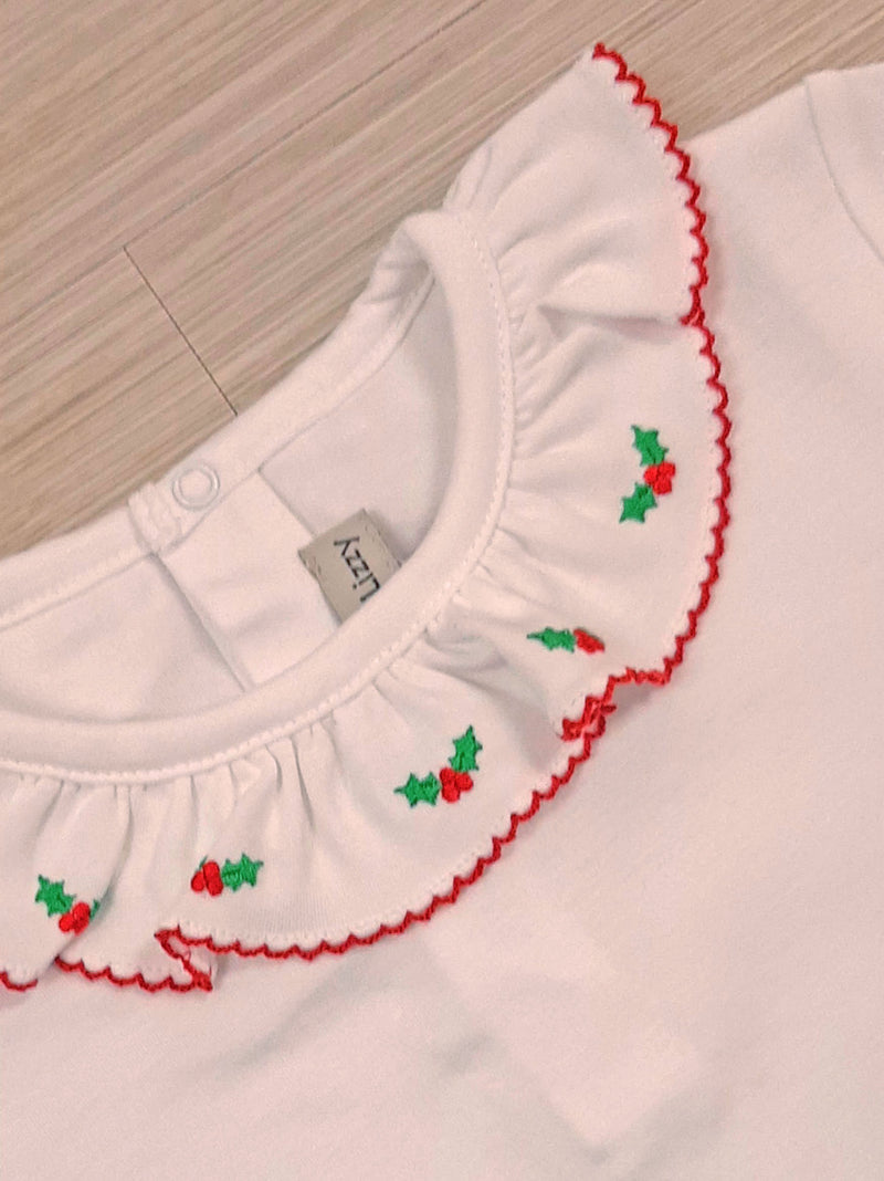 Hollies Cane ruffle Pima Cotton girls top - Little Threads Inc. Children's Clothing