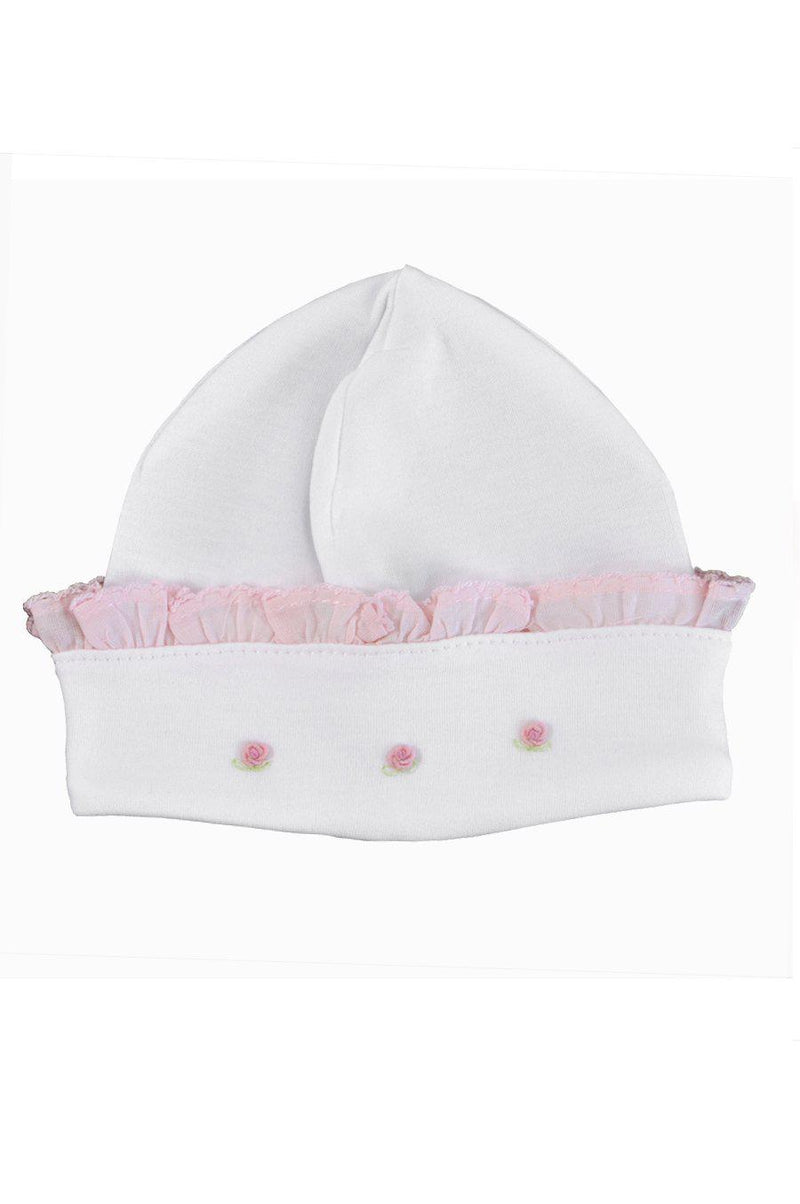 Rosebuds Hat with Pink Trim - Little Threads Inc. Children's Clothing