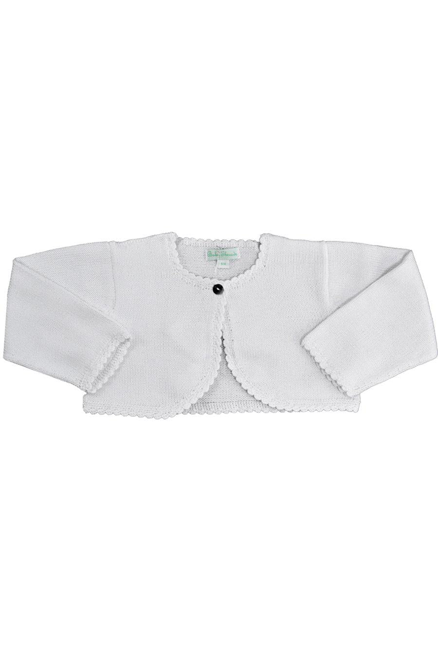 White Mercerized Cotton Knitted Baby Cardigan - Little Threads Inc. Children's Clothing