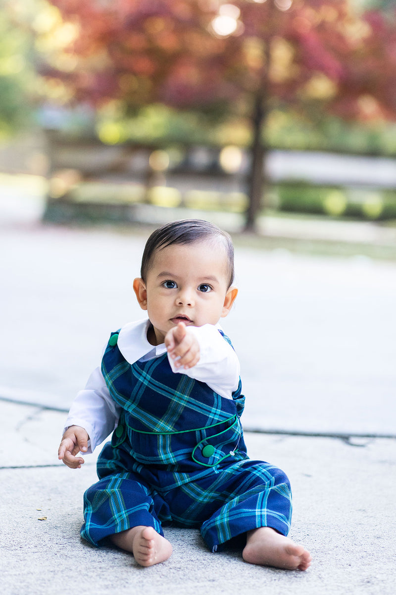 "Sienna & Luca" Long Plaid Overall - Little Threads Inc. Children's Clothing