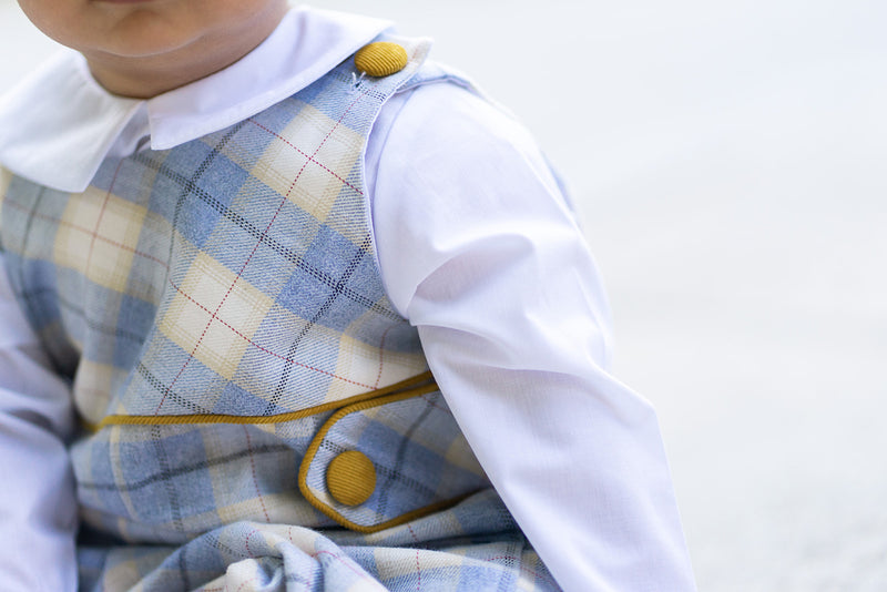 Leo Viella plaid long boy's overall. - Little Threads Inc. Children's Clothing