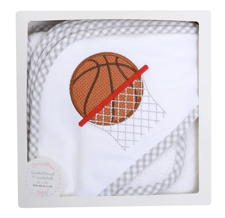 Basketball wash cloth baby hooded towel - Little Threads Inc. Children's Clothing
