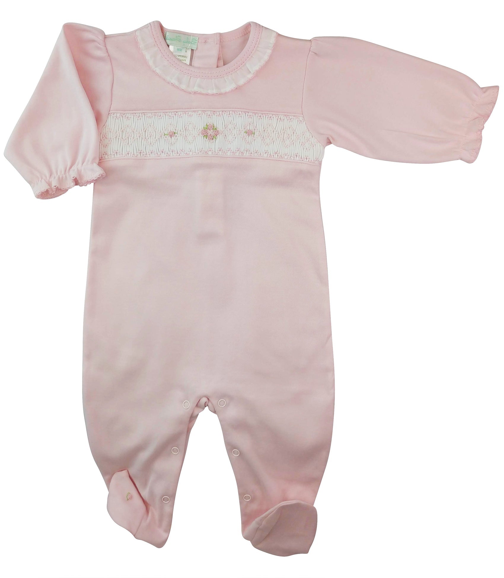 Baby Girl's Pink Smocked Flower Footie - Little Threads Inc. Children's Clothing