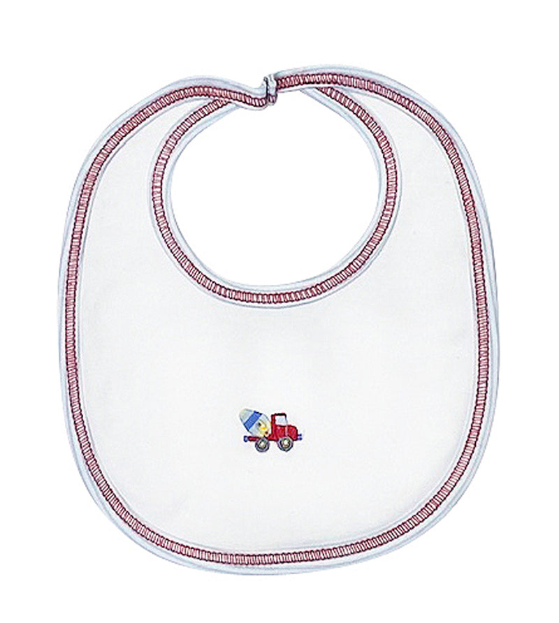 Truck hand embroidered baby bib - Little Threads Inc. Children's Clothing