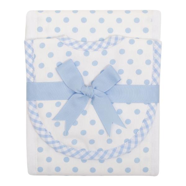 Blue Dots Baby Boy Burp Pad and small bib set - Little Threads Inc. Children's Clothing