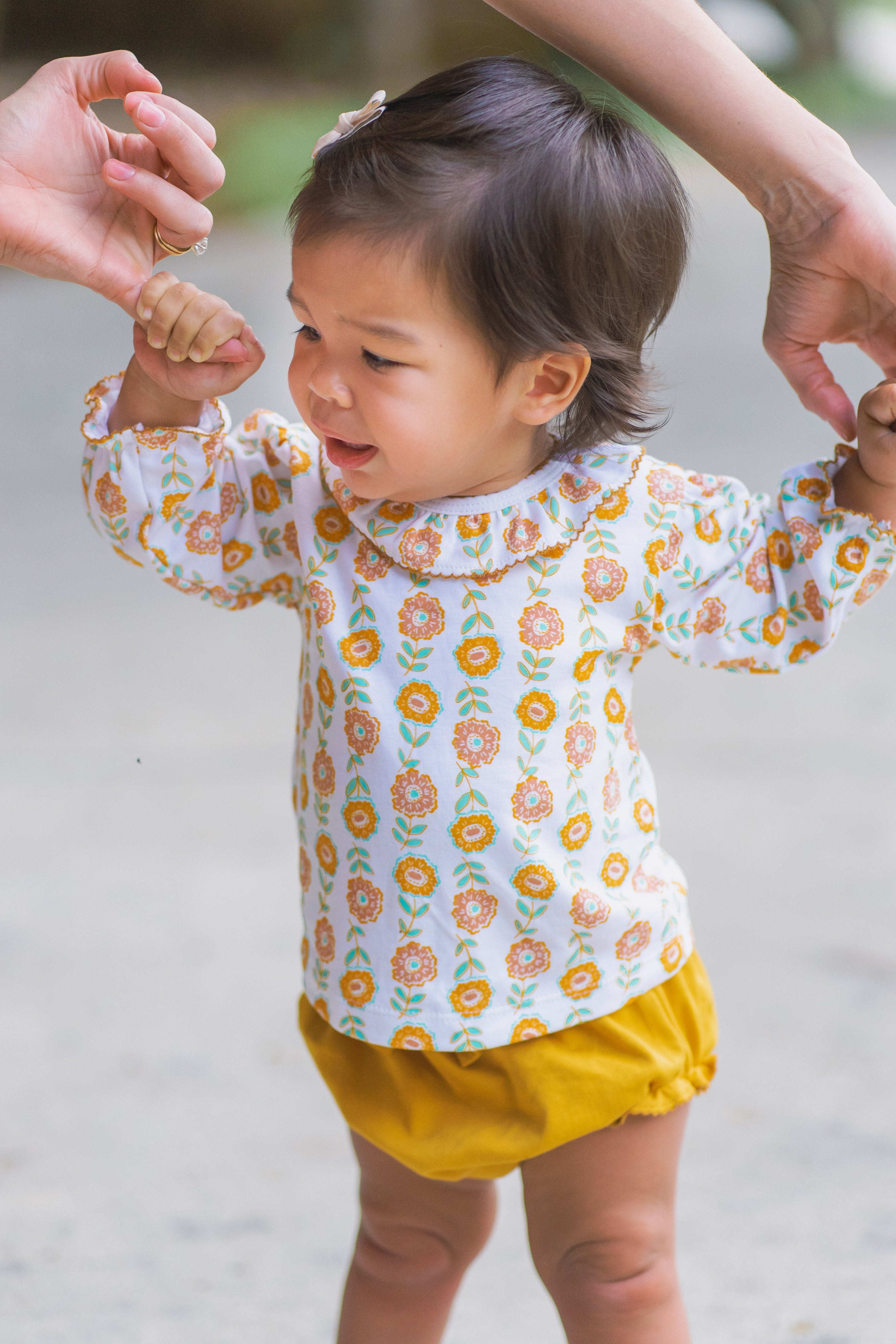 St Remy, floral Pima cotton knit baby girl's diaper set - Little Threads Inc. Children's Clothing