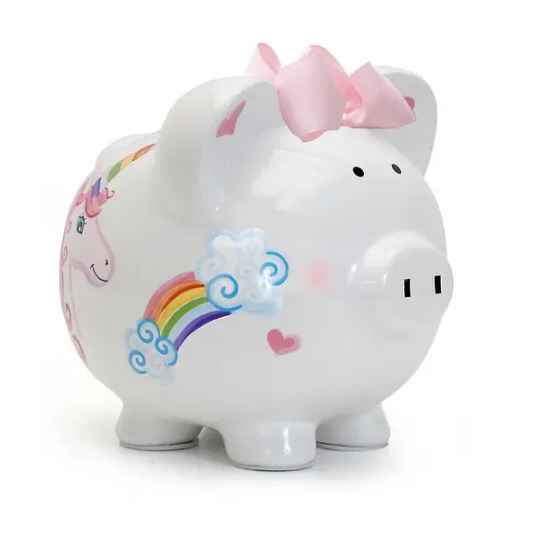 Unicorn and Rainbows Piggy Bank - Little Threads Inc. Children's Clothing