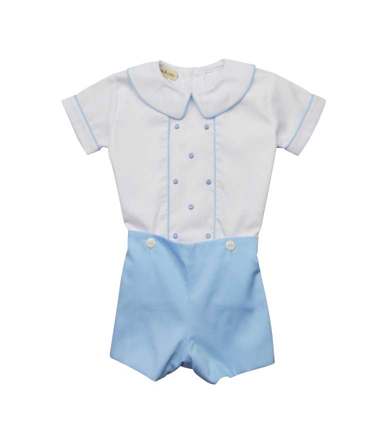 Blue and White Boy's Short Set - Little Threads Inc. Children's Clothing