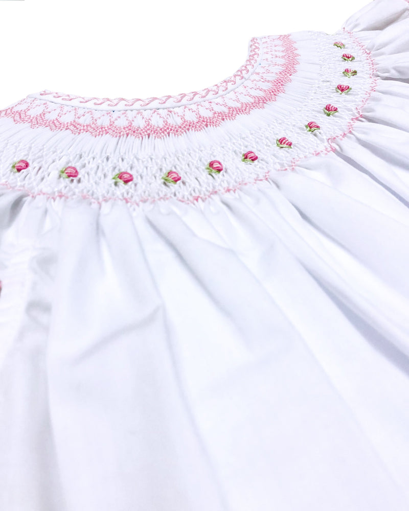 Rosebuds Hand Smocked Bishop Dress - Little Threads Inc. Children's Clothing