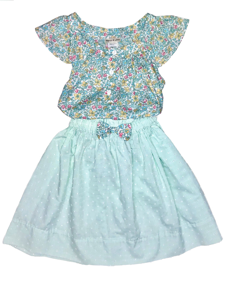 Sweet mint green Floral Skirt Set - Little Threads Inc. Children's Clothing