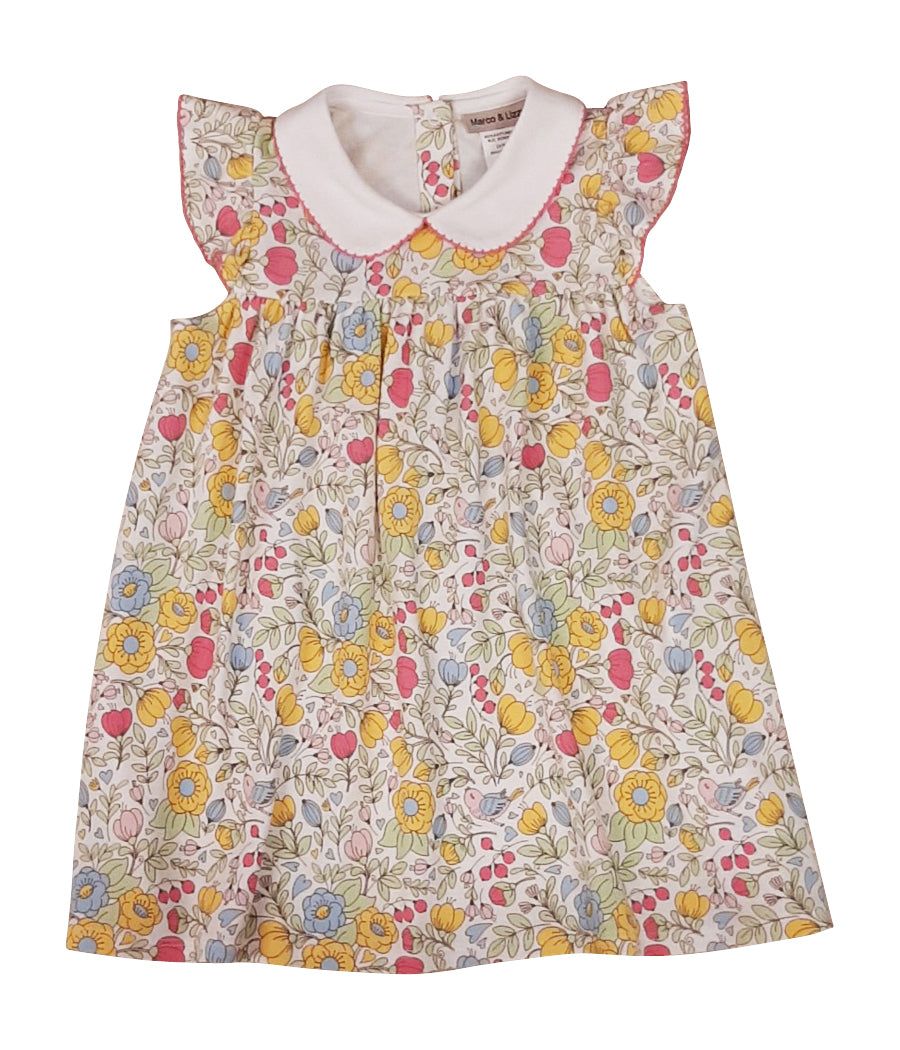 Girl's "Lyann & Noah" Pastel Flowers Pima Float Dress - Little Threads Inc. Children's Clothing