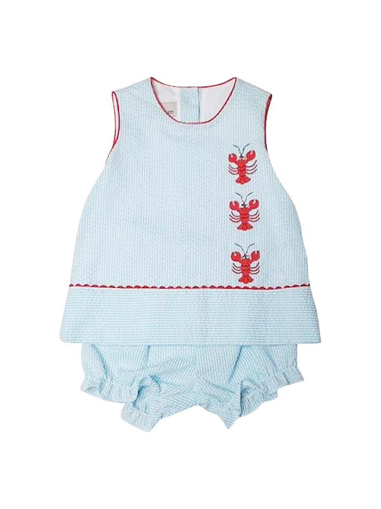 Girl's "Lobster" Print Popover - Little Threads Inc. Children's Clothing