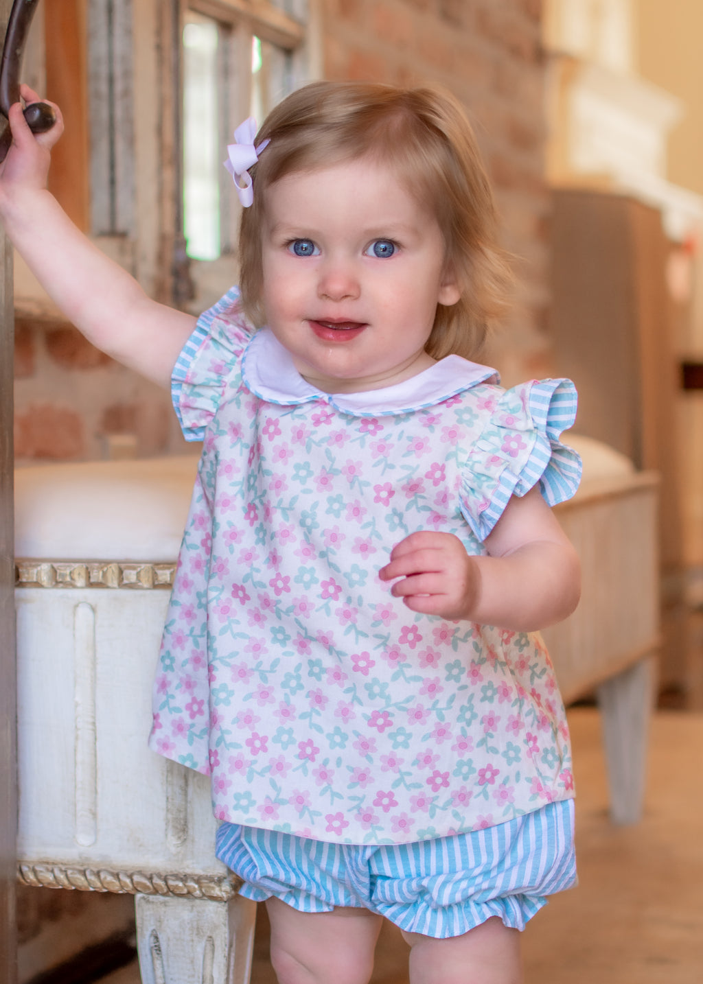Olivia Floral print baby girl diaper set - Little Threads Inc. Children's Clothing