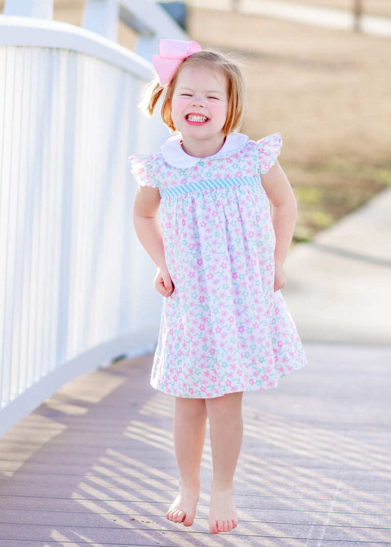 Olivia Pink floral float girls dress - Little Threads Inc. Children's Clothing
